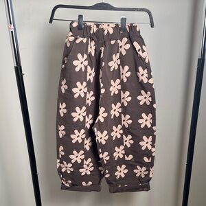 Ad-Baby Girl Brown and Pink Floral Balloon Pants Size 130